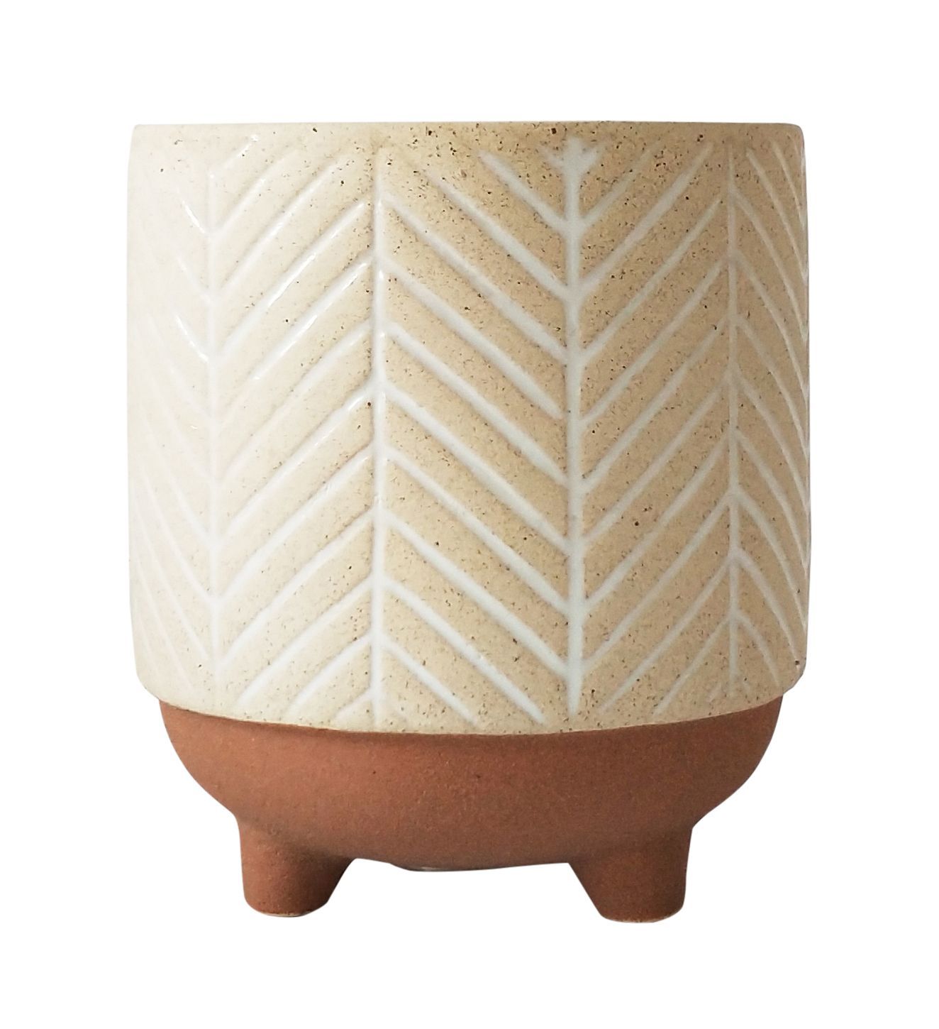 Kyra stripe planter with legs white/terracotta by Urban Products - Toast and honey studio
