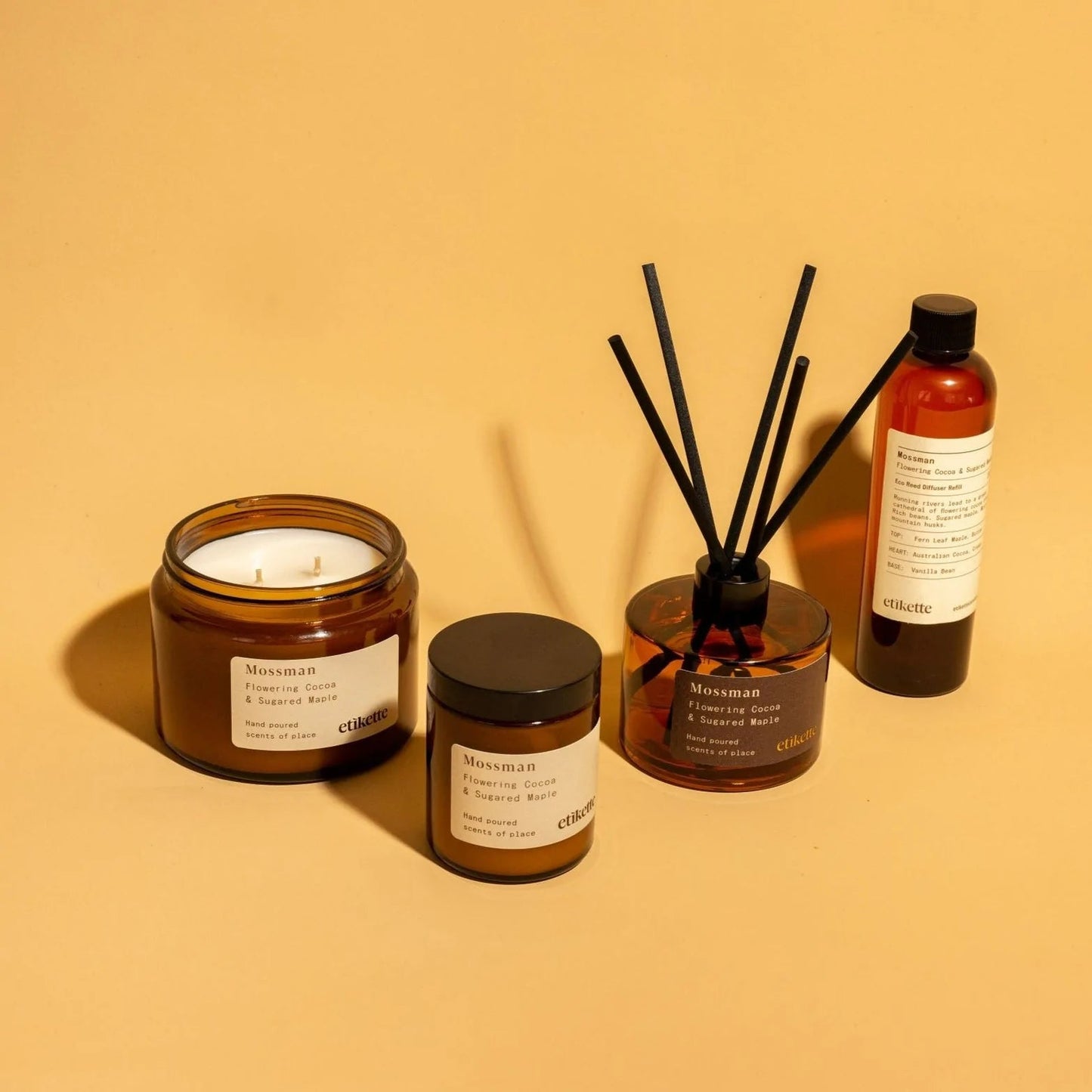 Mossman Flowering Cocoa & Sugared Maple Reed Diffuser by Etikette - Toast and honey studio
