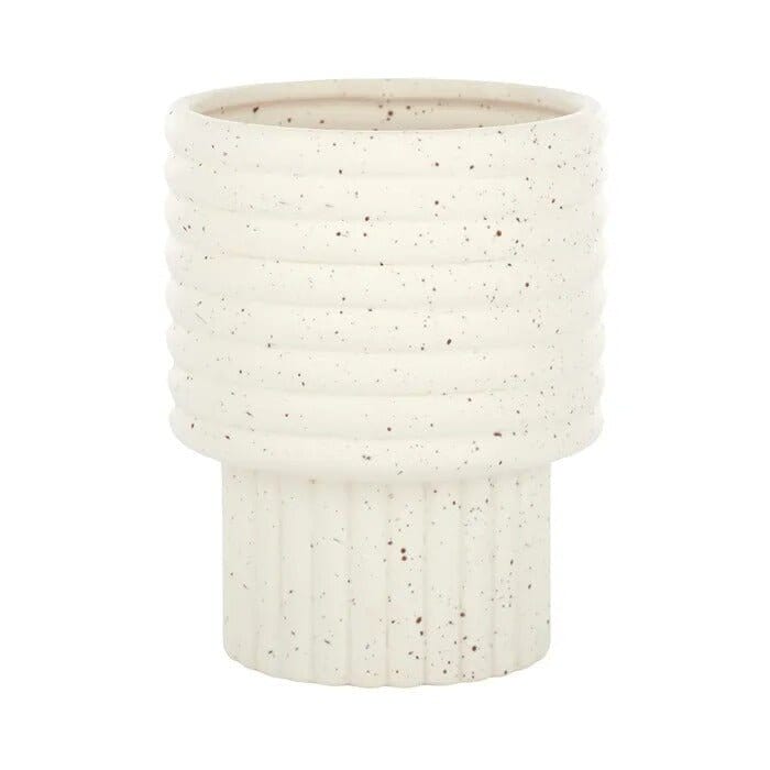 Piped Ceramic Footed Pot - Ivory - Toast and honey studio