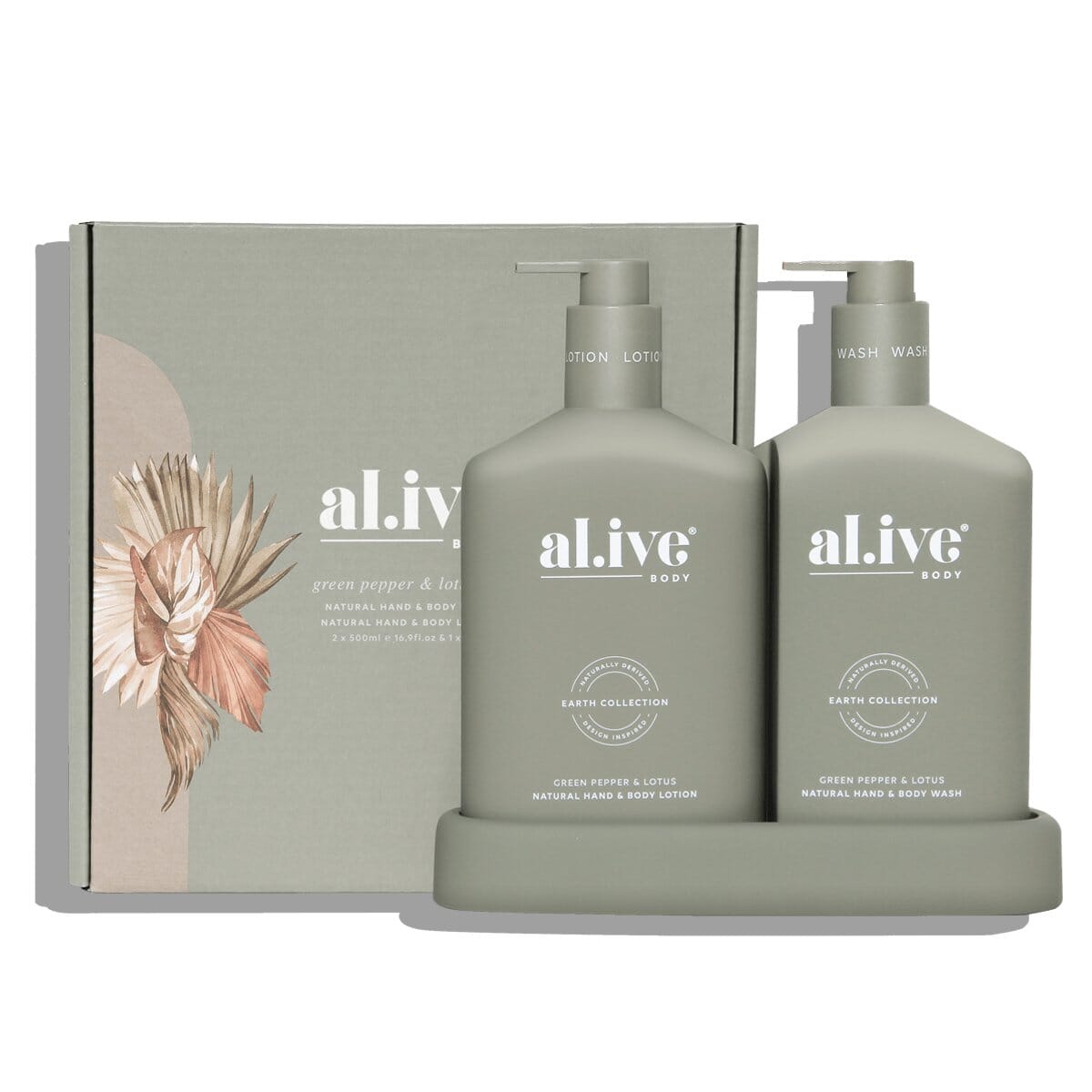 Wash & Lotion Duo + Tray - Green Pepper & Lotus by al.ive - Toast and honey studio