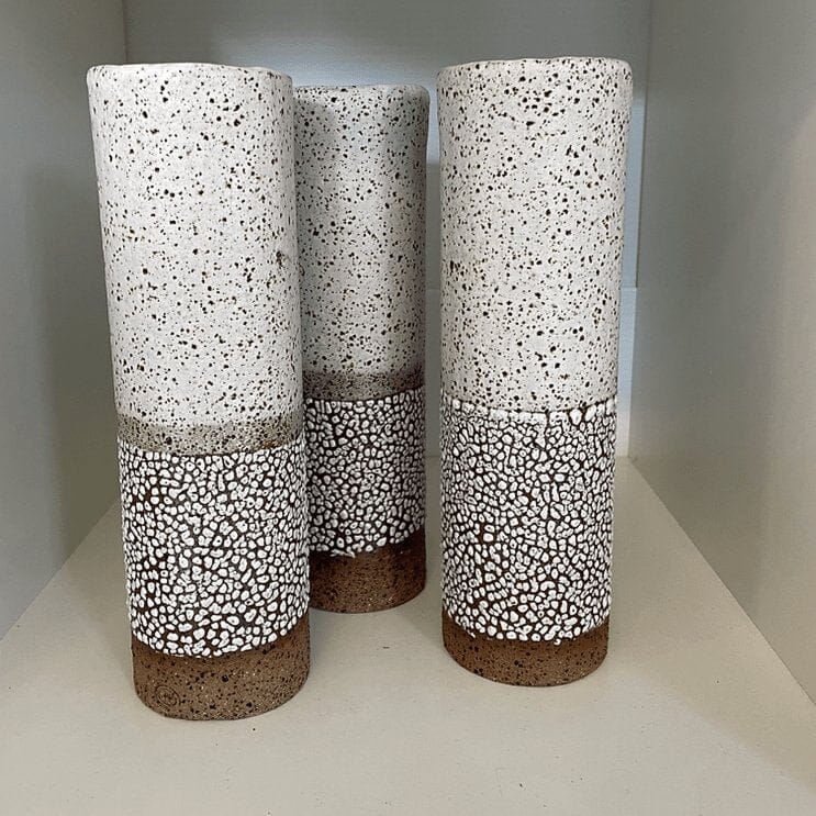 White Crackle Tube Vase - Medium - Toast and honey studio