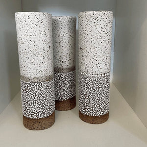 White Crackle Tube Vase - Short - Toast and honey studio