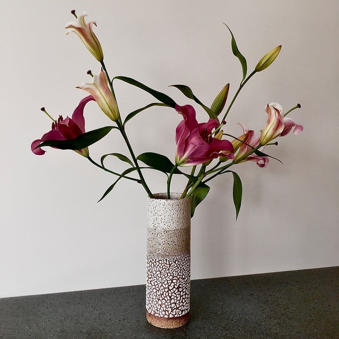 XL Tube Vase with Crackle Glaze - Toast and honey studio